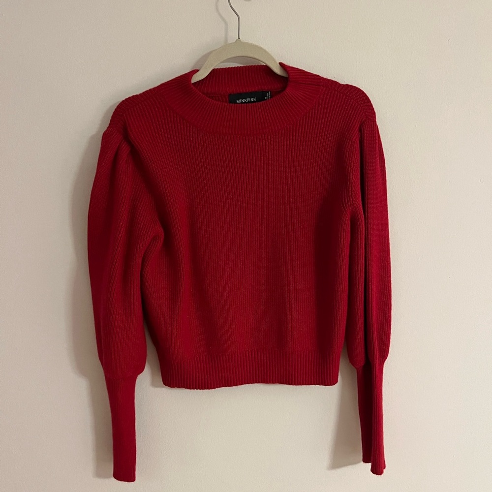 MinkPink red mid crop sweater